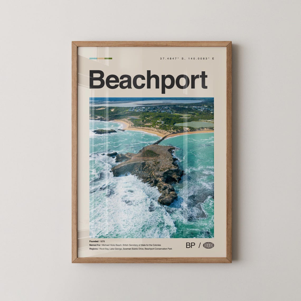 Beachport Coastal Headland Poster With Aerial Turquoise Ocean View
