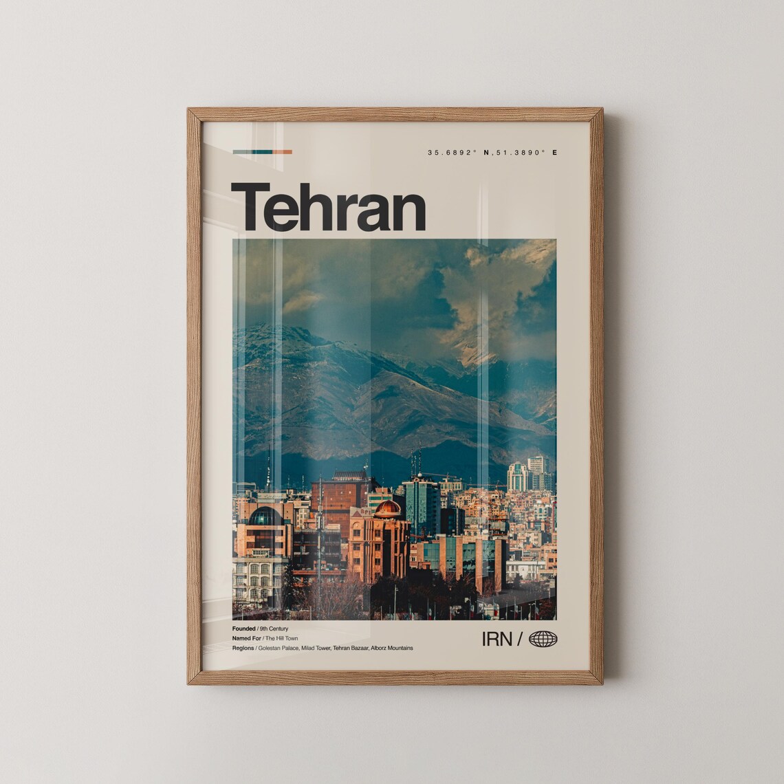 Tehran Iran City Skyline With Alborz Mountains Travel Photo Poster