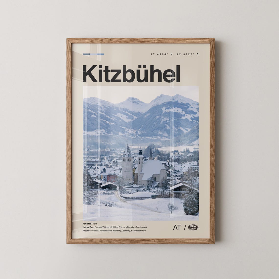 Kitzbuhel Austria Travel Poster Snowy Alpine Town Winter Ski Photo