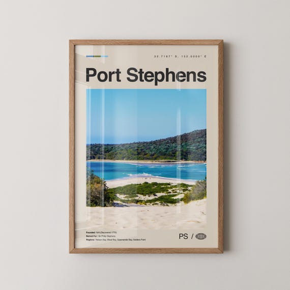 Port Stephens Print Art Poster Photo Dcor Map
