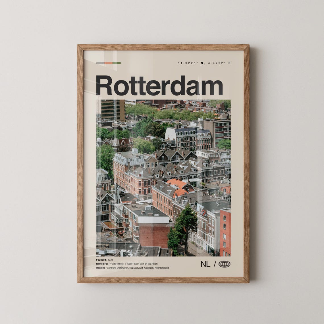 Rotterdam Netherlands Aerial City Rooftops Travel Photo Poster