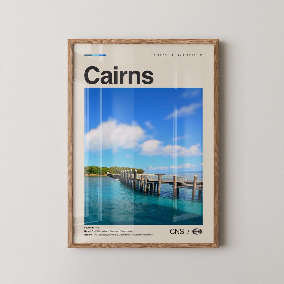 Cairns Jetty Turquoise Sea Beach Photography Travel Art Poster