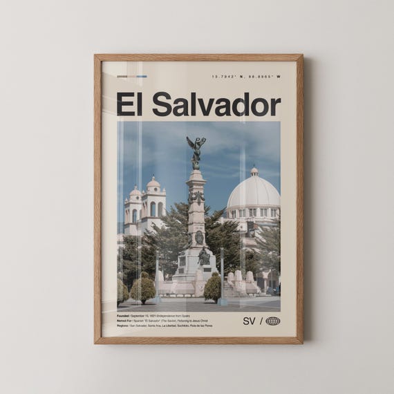 El Salvador Print No 3 Wall Art Poster Photo Dcor Map
