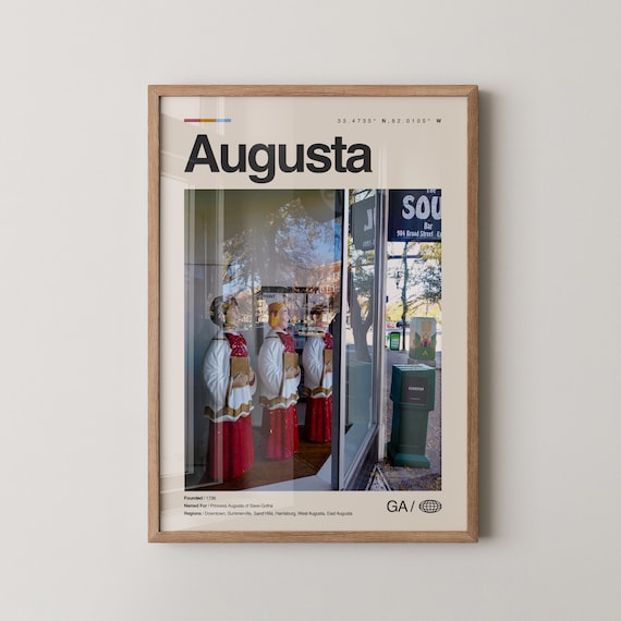 Augusta Print Wall Art Poster Photo Dcor Map Georgia