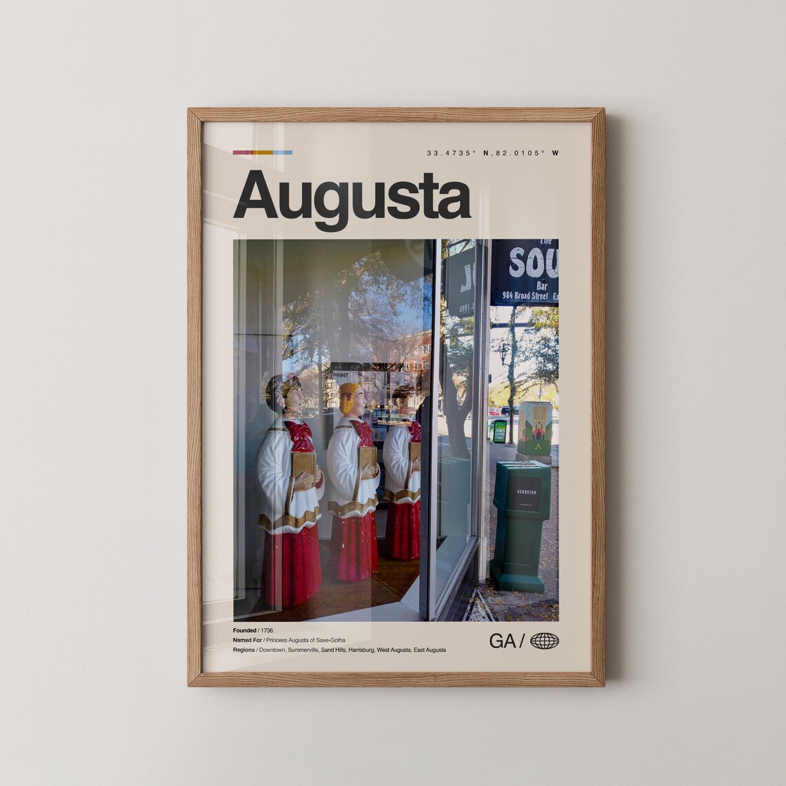 Augusta Print Wall Art Poster Photo Dcor Map Georgia