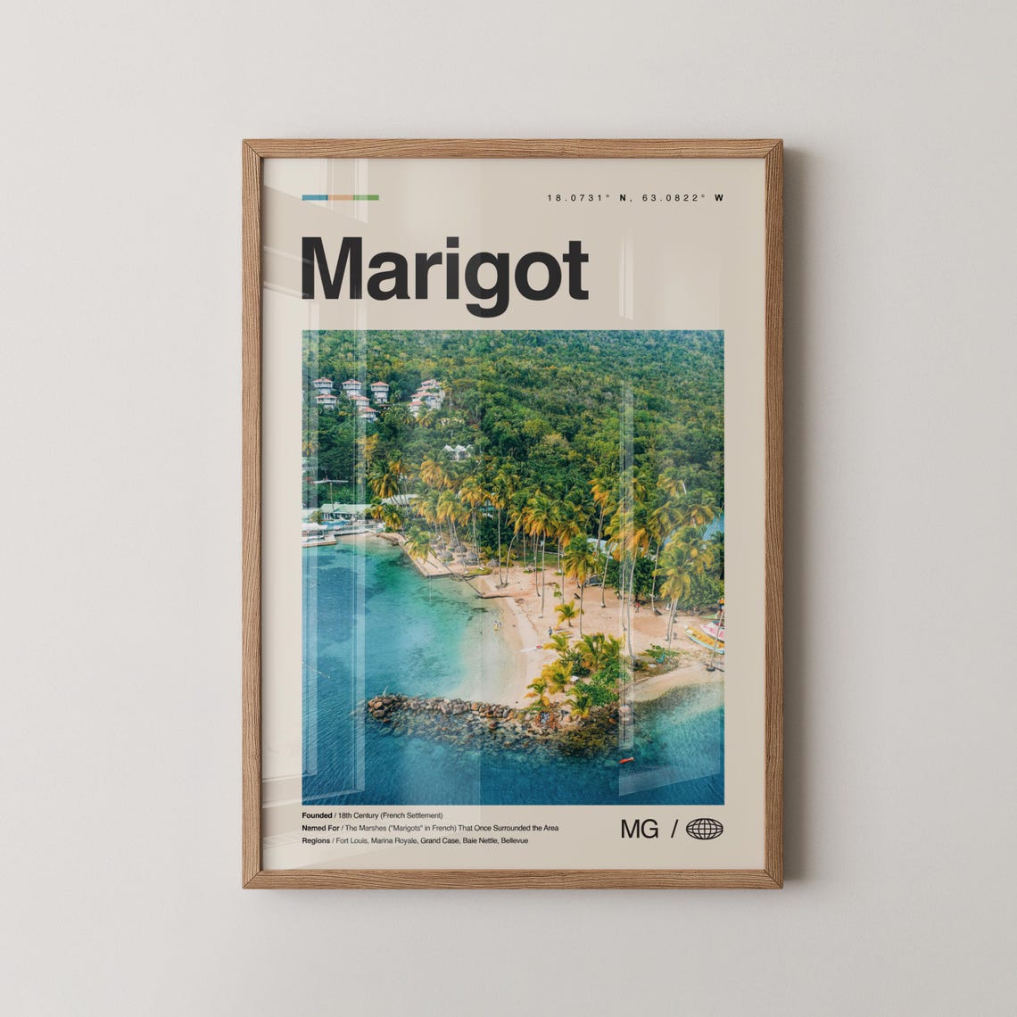 Marigot Print Wall Art Poster Photo Dcor Map Saint Martin