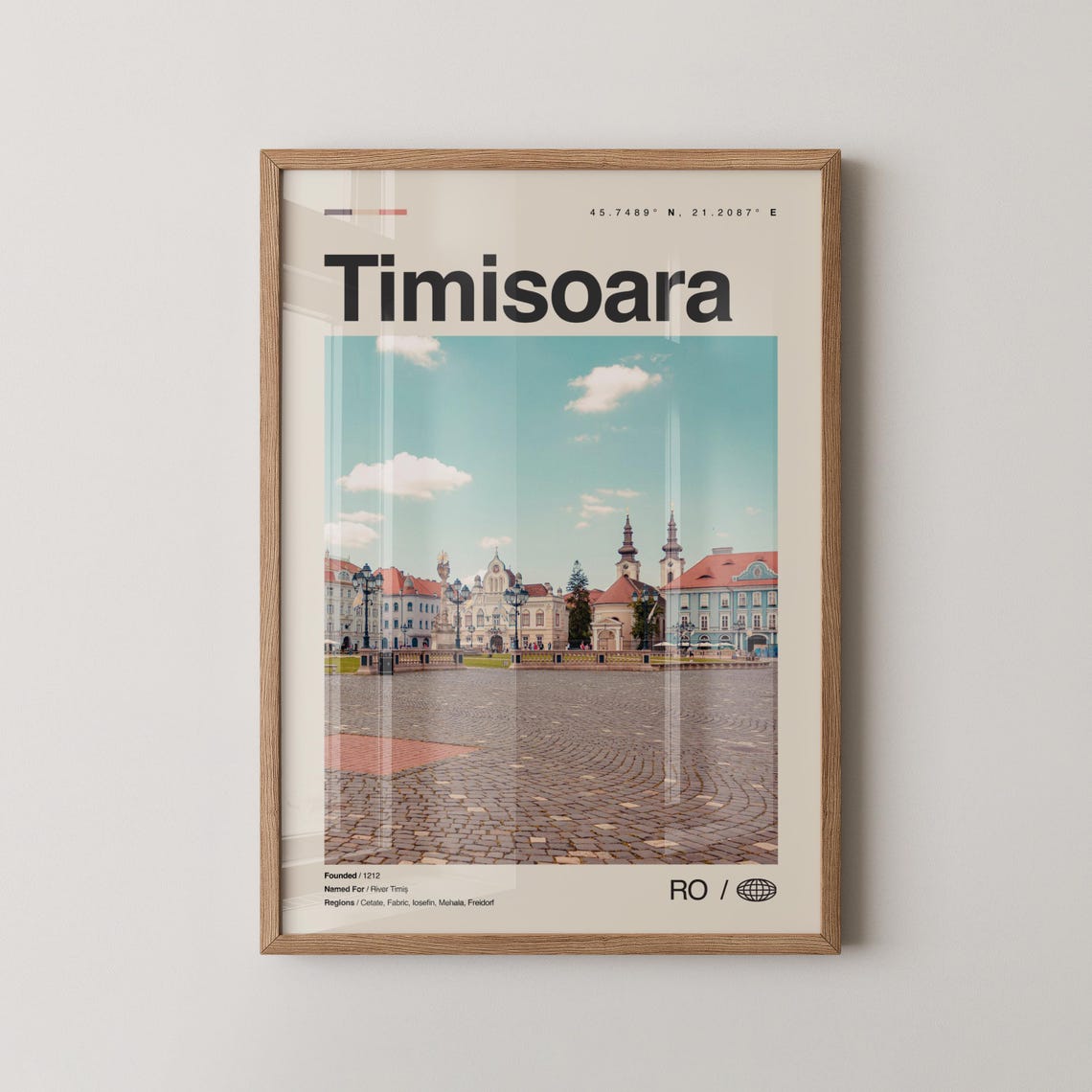 Timisoara Print No 1 Wall Art Poster Photo Map Romania