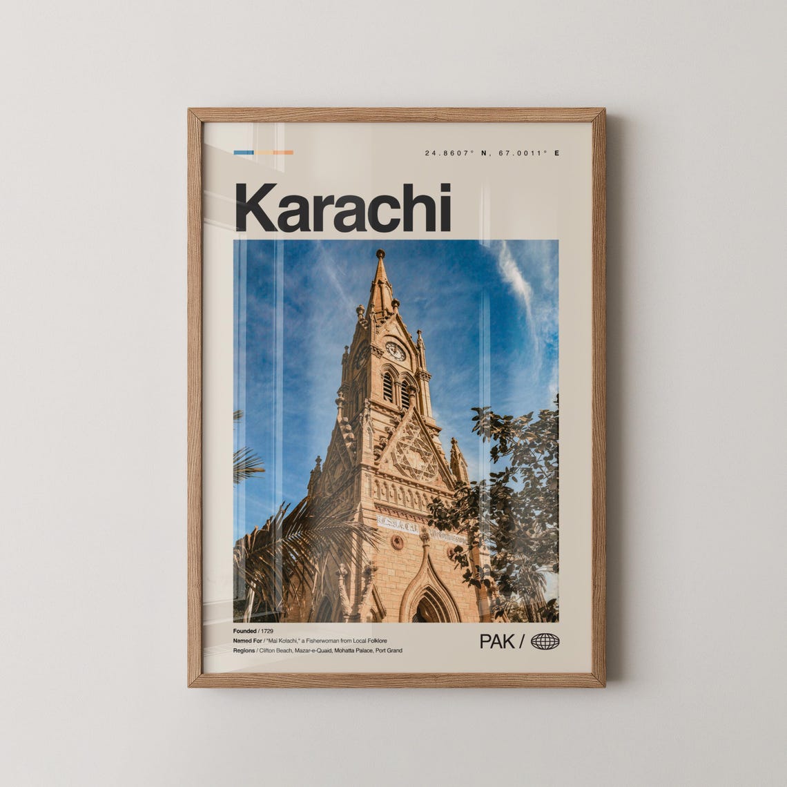 Karachi Pakistan Historic Clock Tower Photography Travel Poster