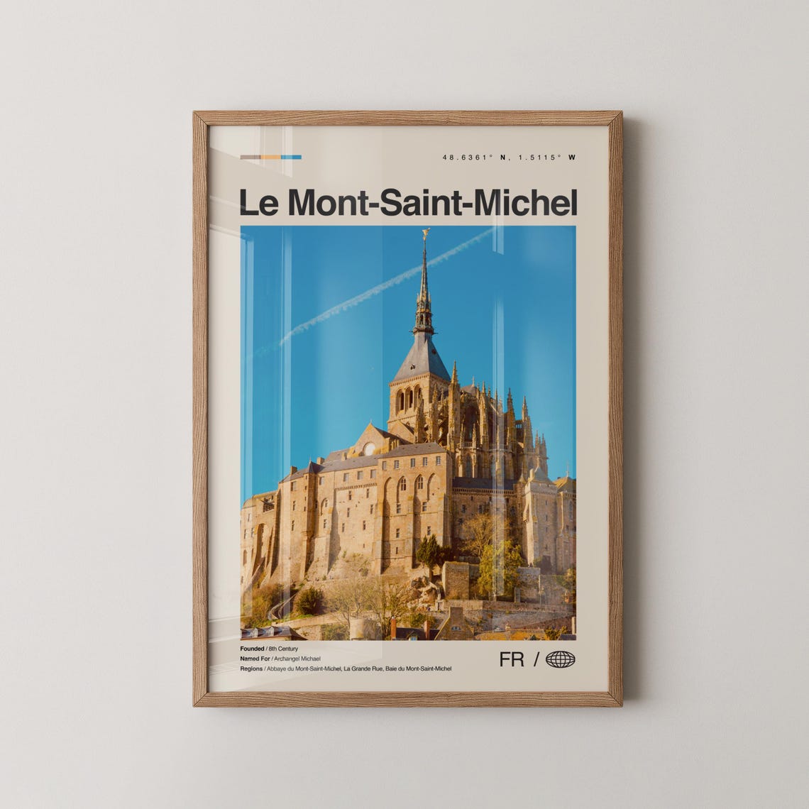 Mont Saint Michel France Minimalist Travel Poster Abbey View
