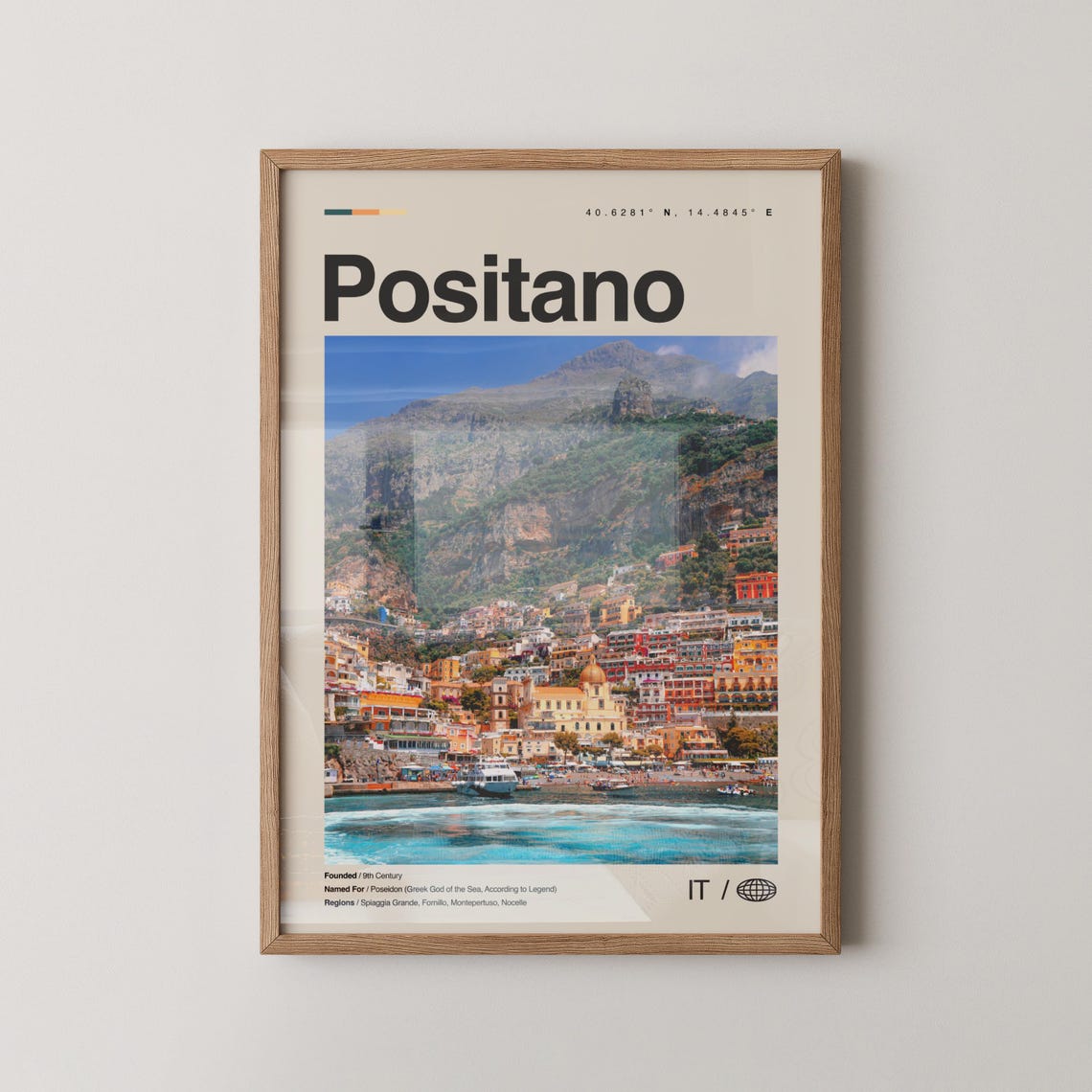 Positano Italy Seaside Town Waterfront Photo Scene Travel Poster