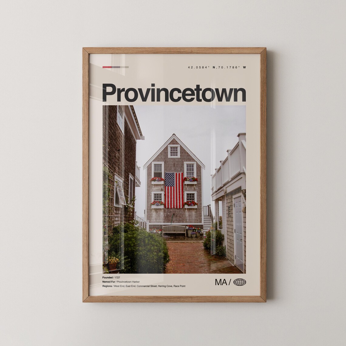 Provincetown Real Photo Travel Poster, Mid Century Map