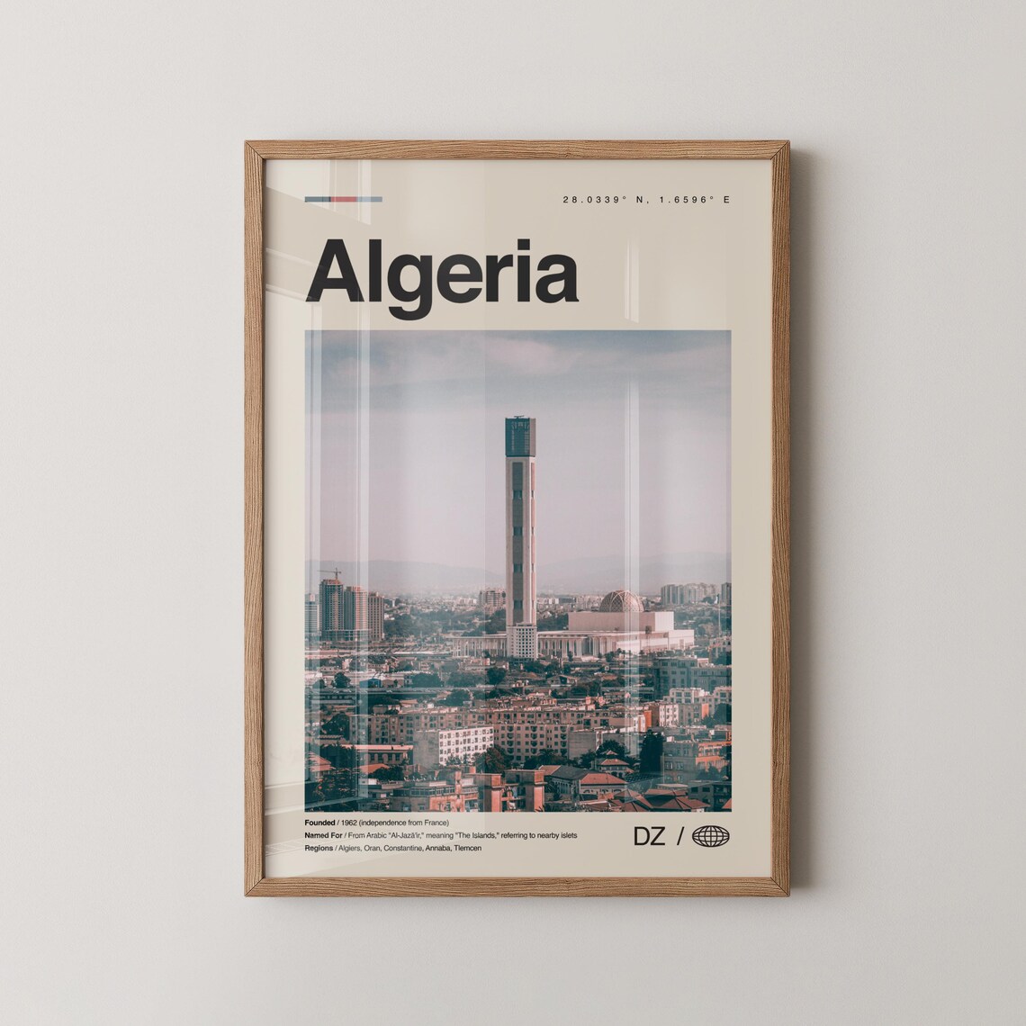 Algeria City Skyline Minaret Minimalist Africa Photo Travel Poster
