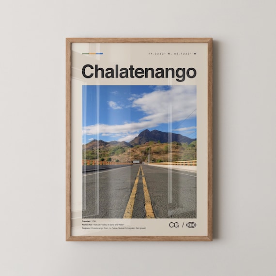 Chalatenango El Salvador Mountain Road Coordinates Travel Wall Poster