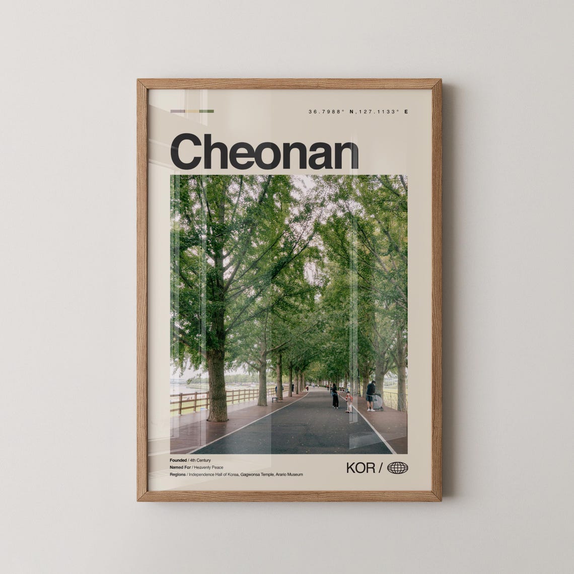 Cheonan South Korea Tree Lined Avenue Travel Photography Poster
