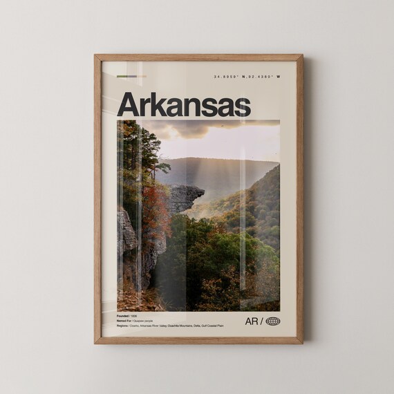 Arkansas Print Wall Art Poster Photo Dcor Map