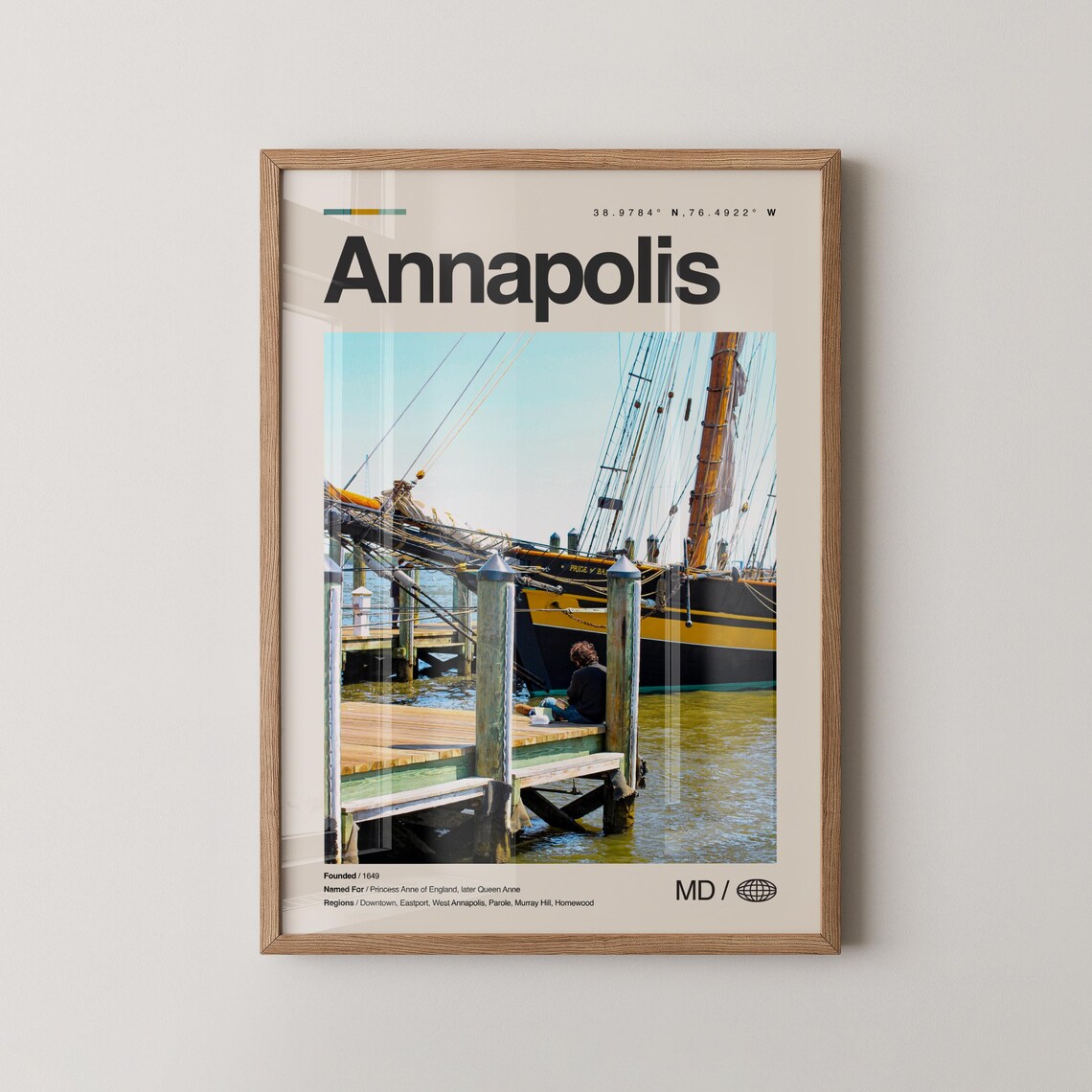 Annapolis Print Wall Art Poster Photo Dcor Map Maryland