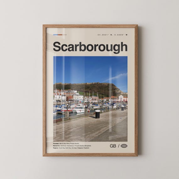 Scarborough Print Wall Art Poster Photo Dcor Map England Uk