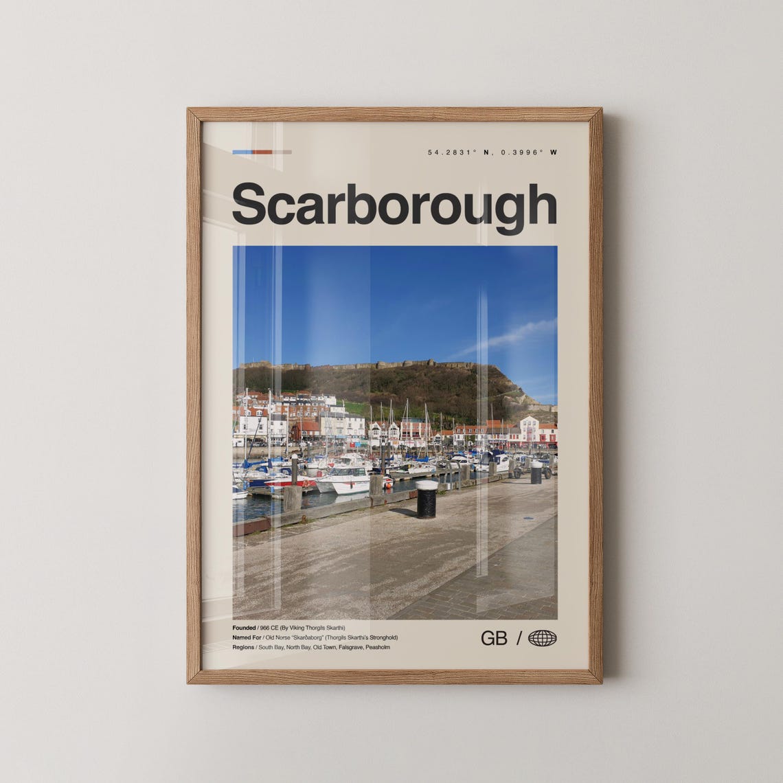 Scarborough Print Wall Art Poster Photo Dcor Map England Uk