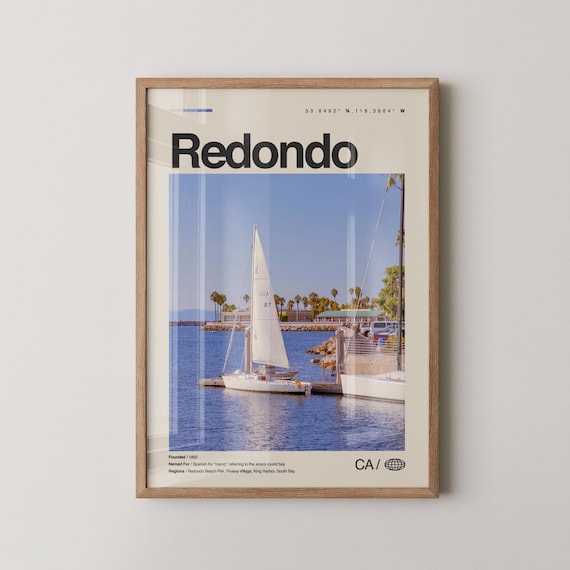 Redondo California Sailboat Harbor Marina Photo City Art Print