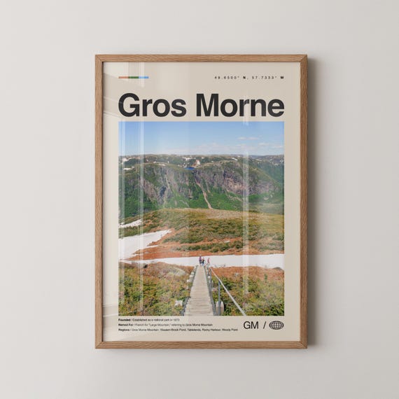 Gros Morne Print Wall Art Poster Photo Dcor Map Canada