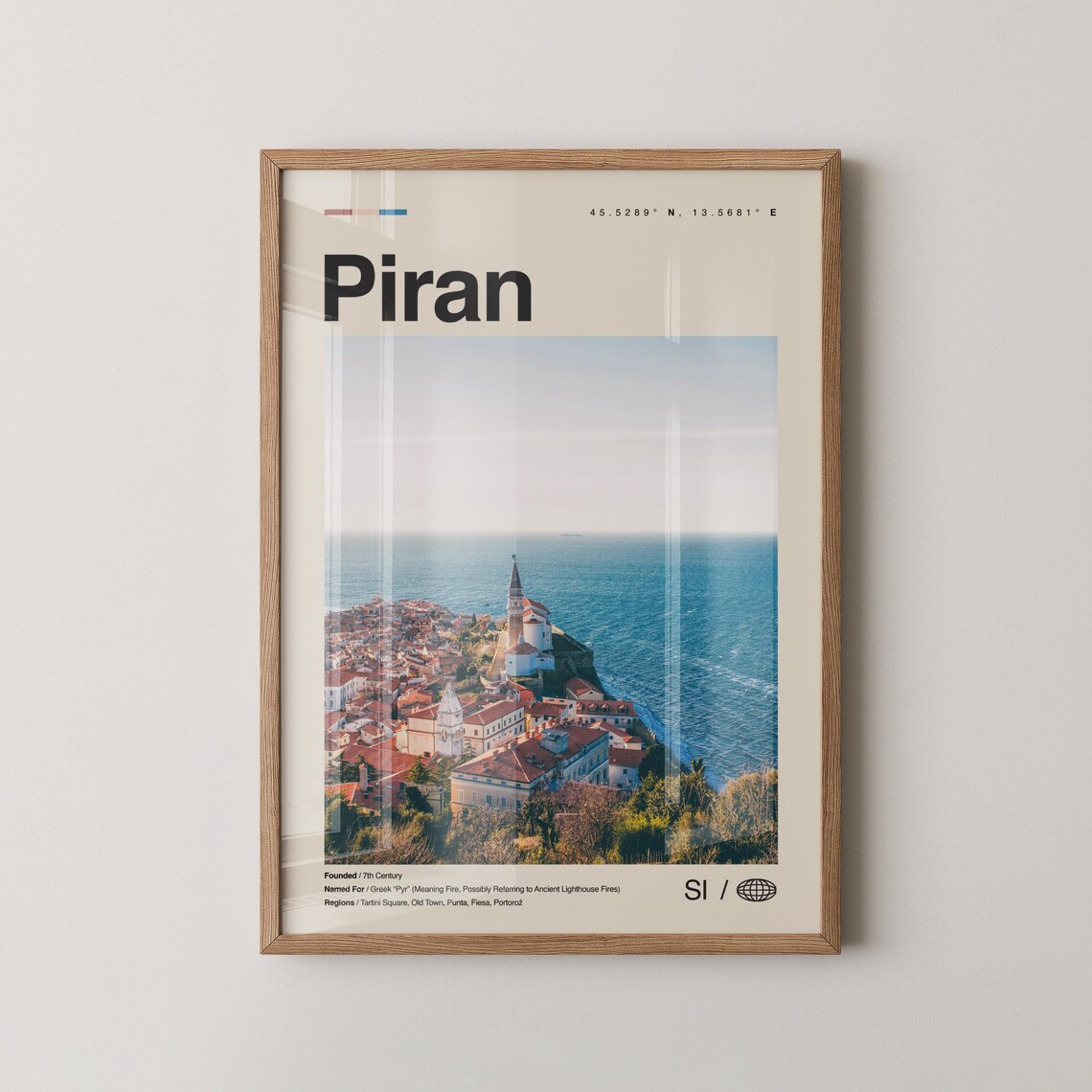 Piran Slovenia Travel Poster Coastal Old Town Photography Wall Decor