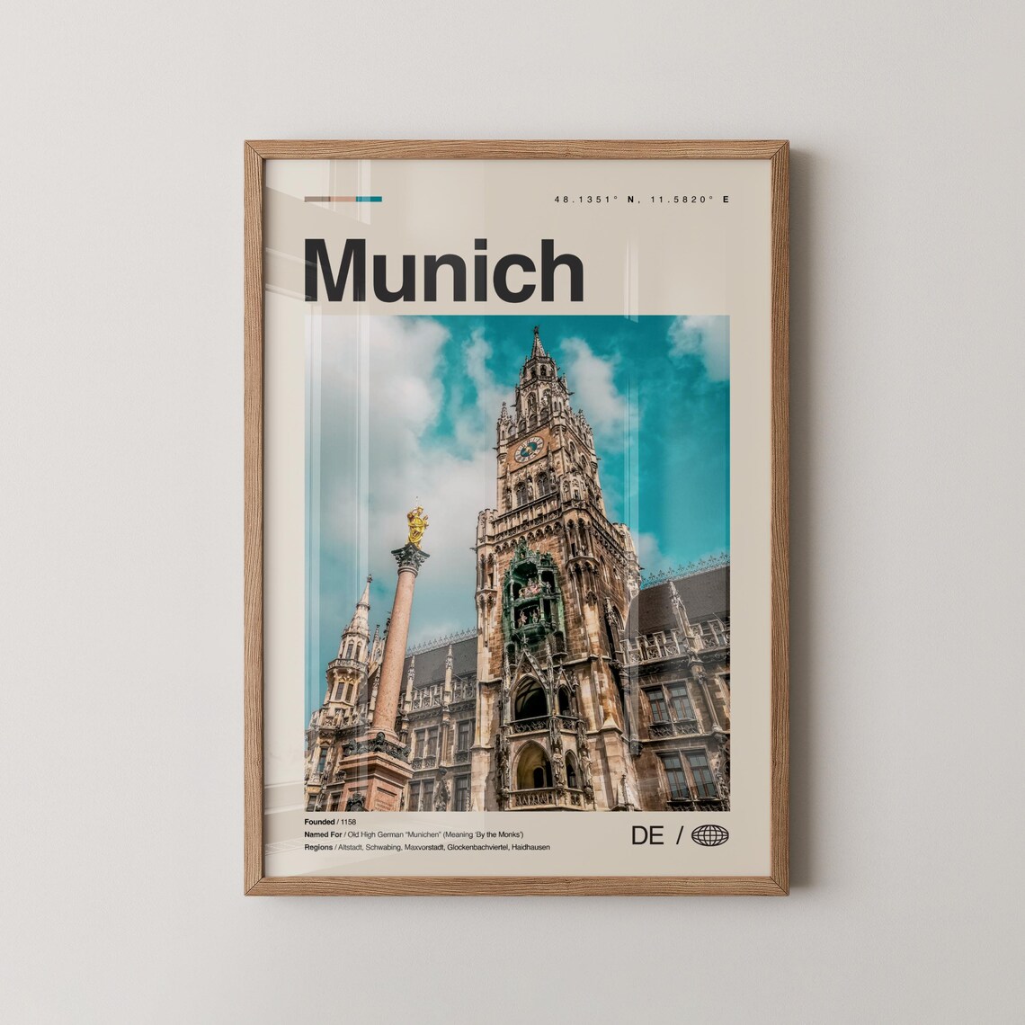 Munich Germany New Town Hall Marienplatz Tower Minimalist Photo Poster
