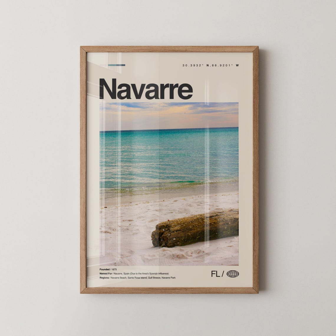Serene Navarre Florida White Sand Beach Driftwood Travel Poster