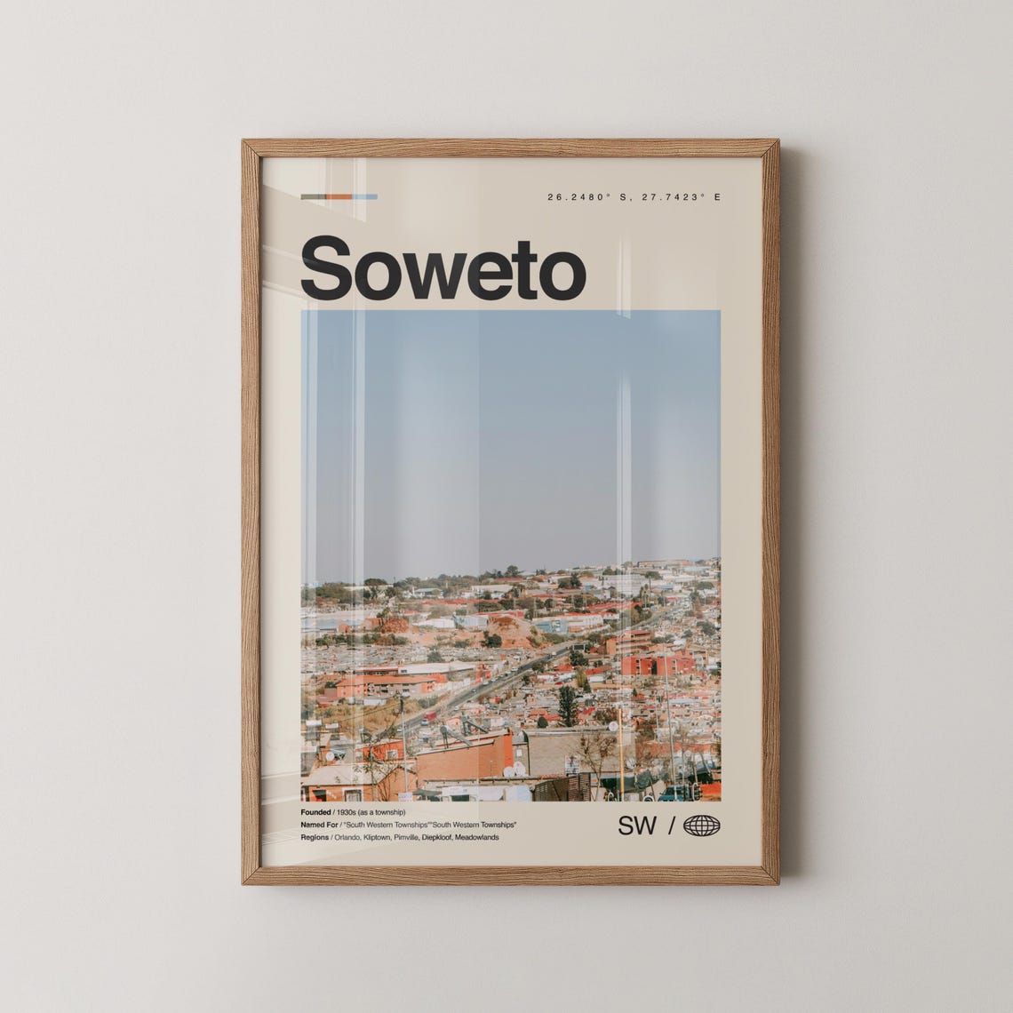Soweto Print Wall Art Poster Photo Dcor Map South Africa