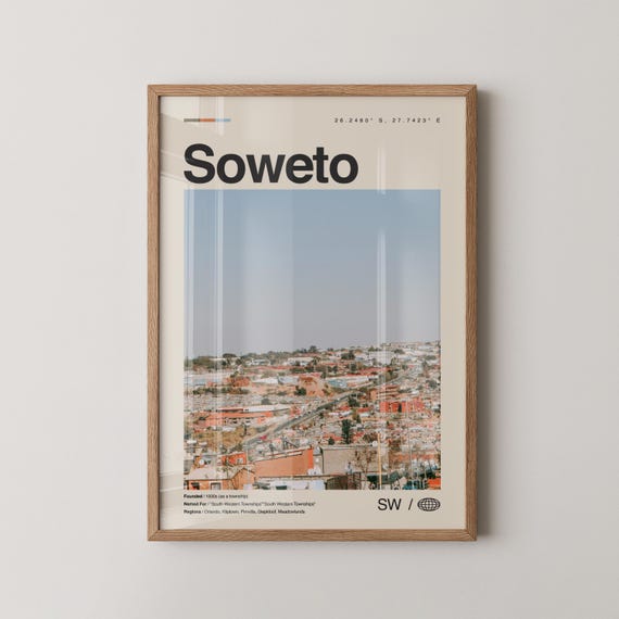 Soweto Print Wall Art Poster Photo Dcor Map South Africa