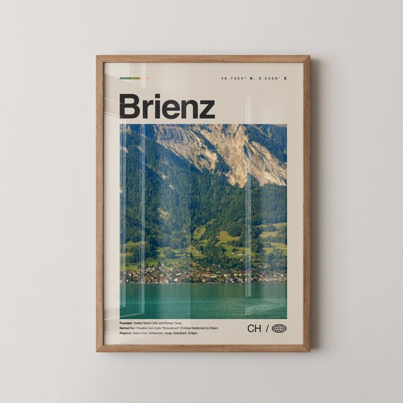 Brienz Print Wall Art Poster Photo Dcor Map Switzerland