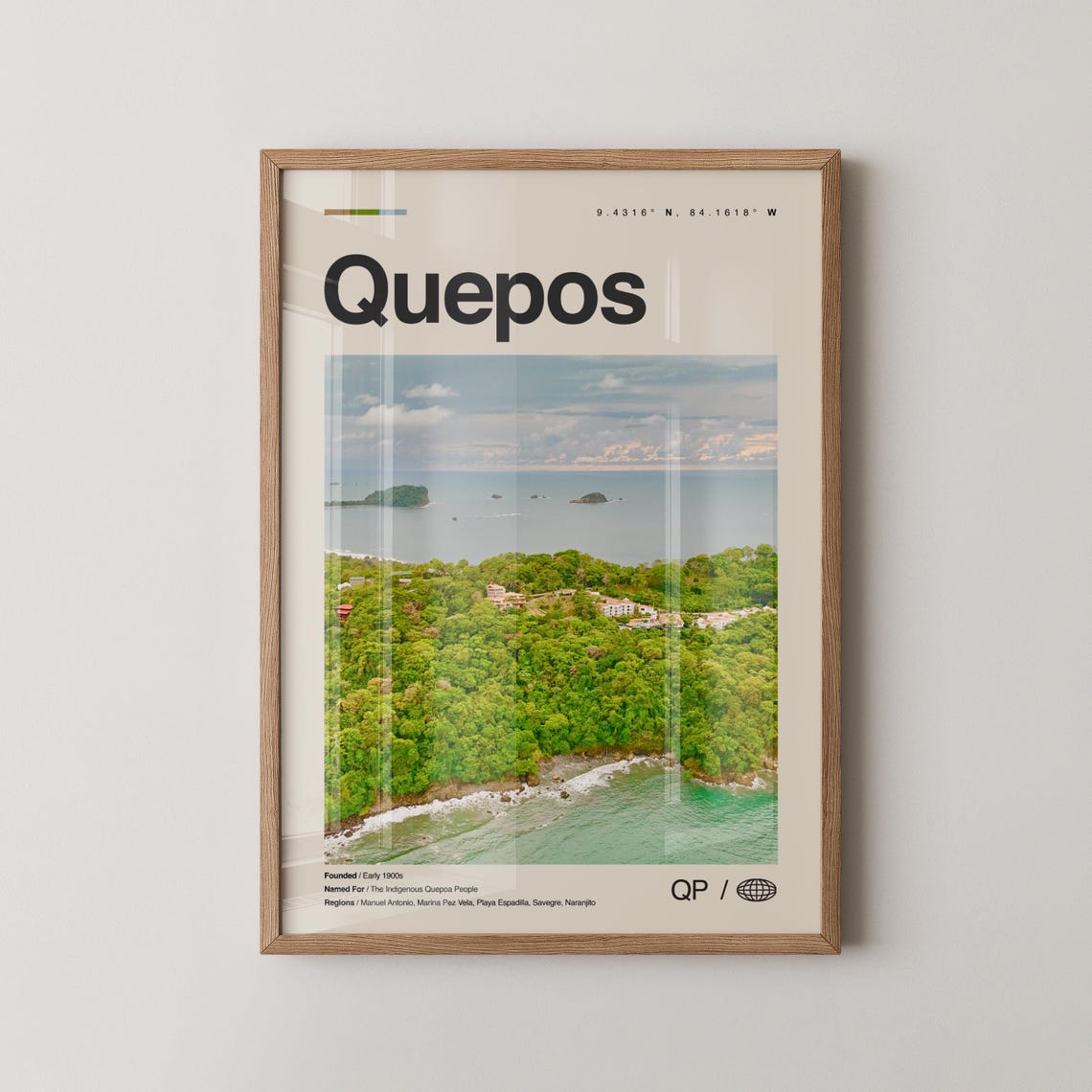 Quepos Costa Rica Aerial Coast Jungle Minimalist Photo Poster