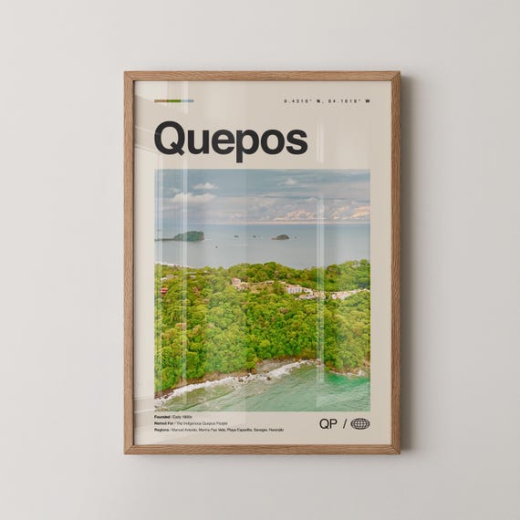 Quepos Print Wall Art Poster Photo Dcor Map Costa Rica