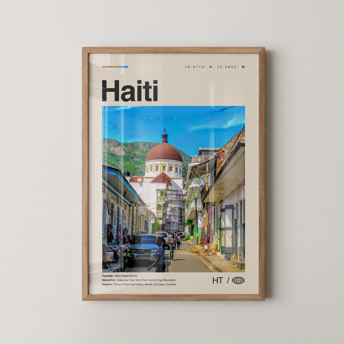 Haiti Street Scene Domed Church Colorful Photo Travel Poster