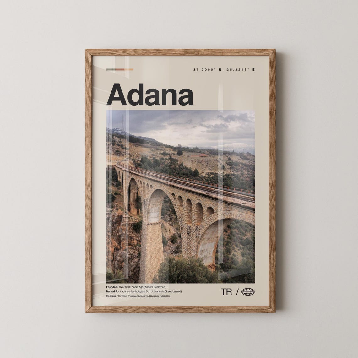 Adana Print Wall Art Poster Photo Map Decor Turkey