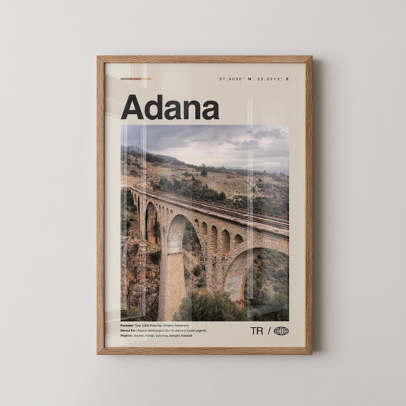 Adana Print Wall Art Poster Photo Map Decor Turkey