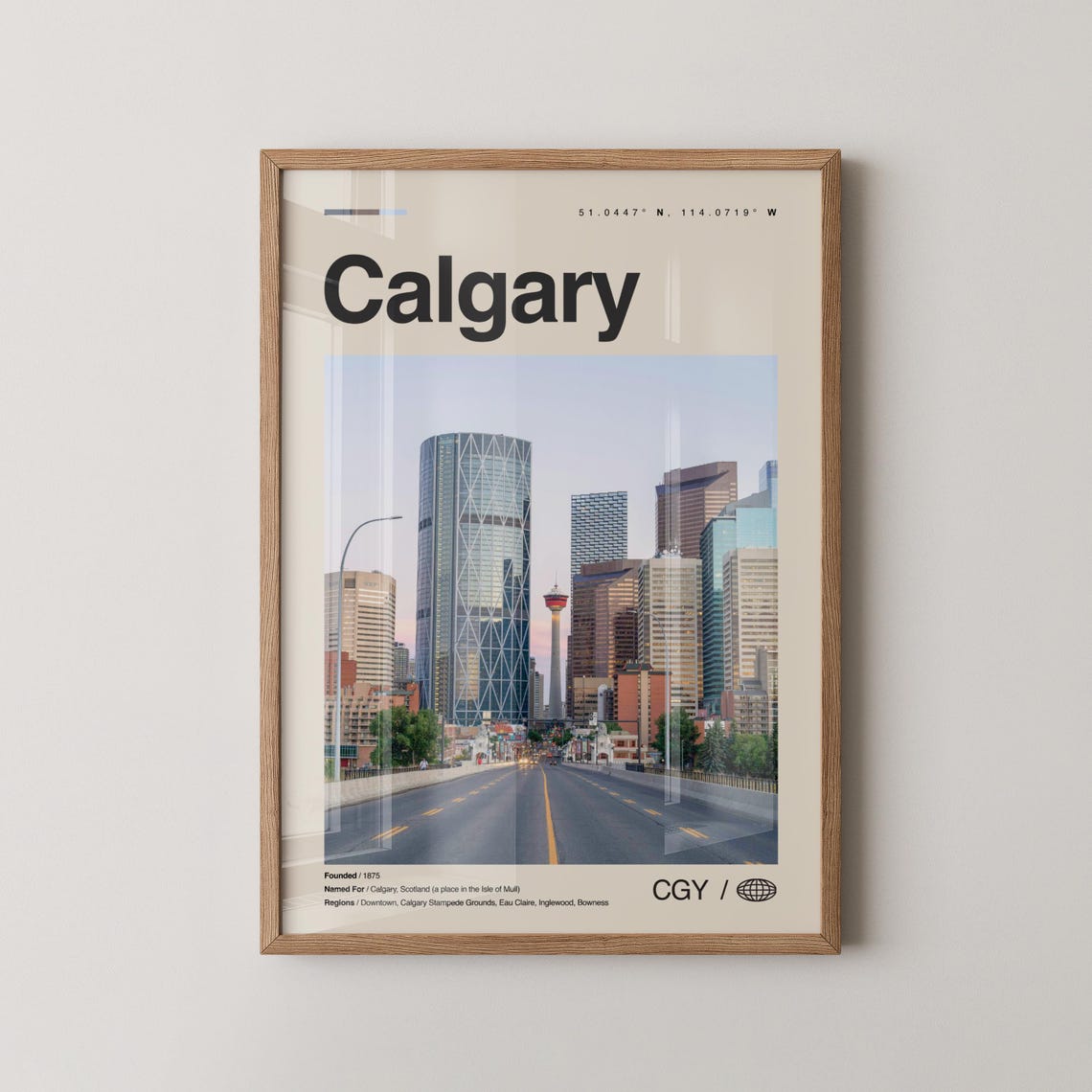 Calgary Alberta Downtown Skyline Dusk Photography Travel Poster