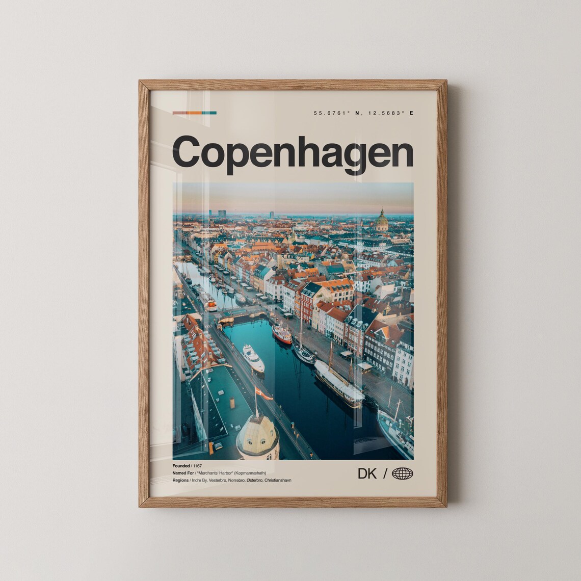 Copenhagen No 3 Minimalist Nyhavn Harbor Photo Travel Poster