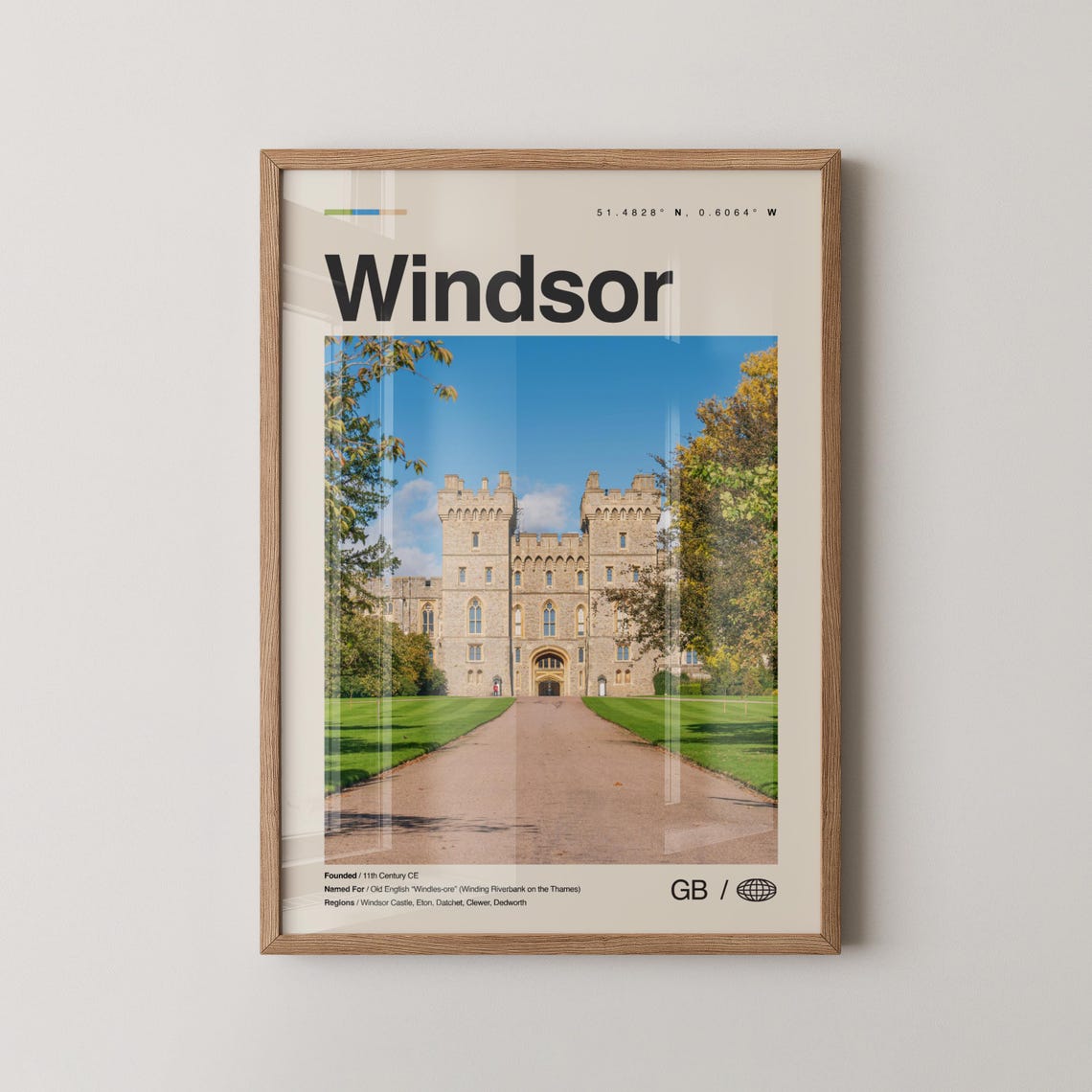 Windsor Print England Wall Art Poster Photo Dcor Map Uk