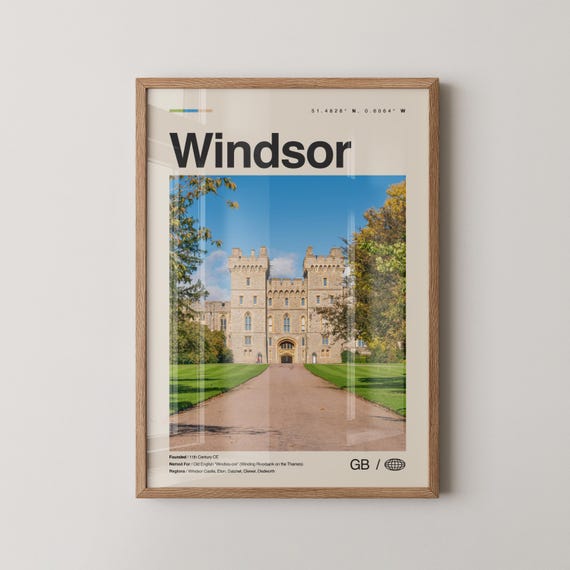 Windsor Print England Wall Art Poster Photo Dcor Map Uk