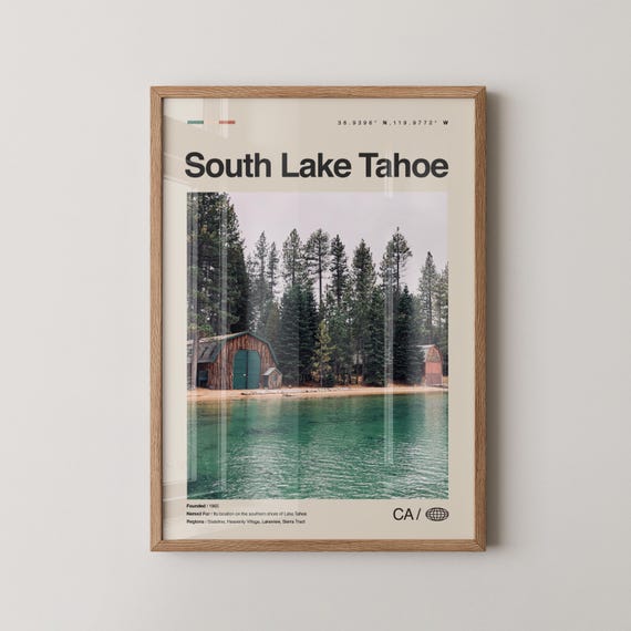 South Lake Tahoe Print Wall Art Poster Photo Emerald Bay Heavenly Mountai