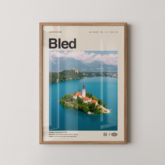 Bled Print Wall Art Poster Photo Dcor Map Slovenia