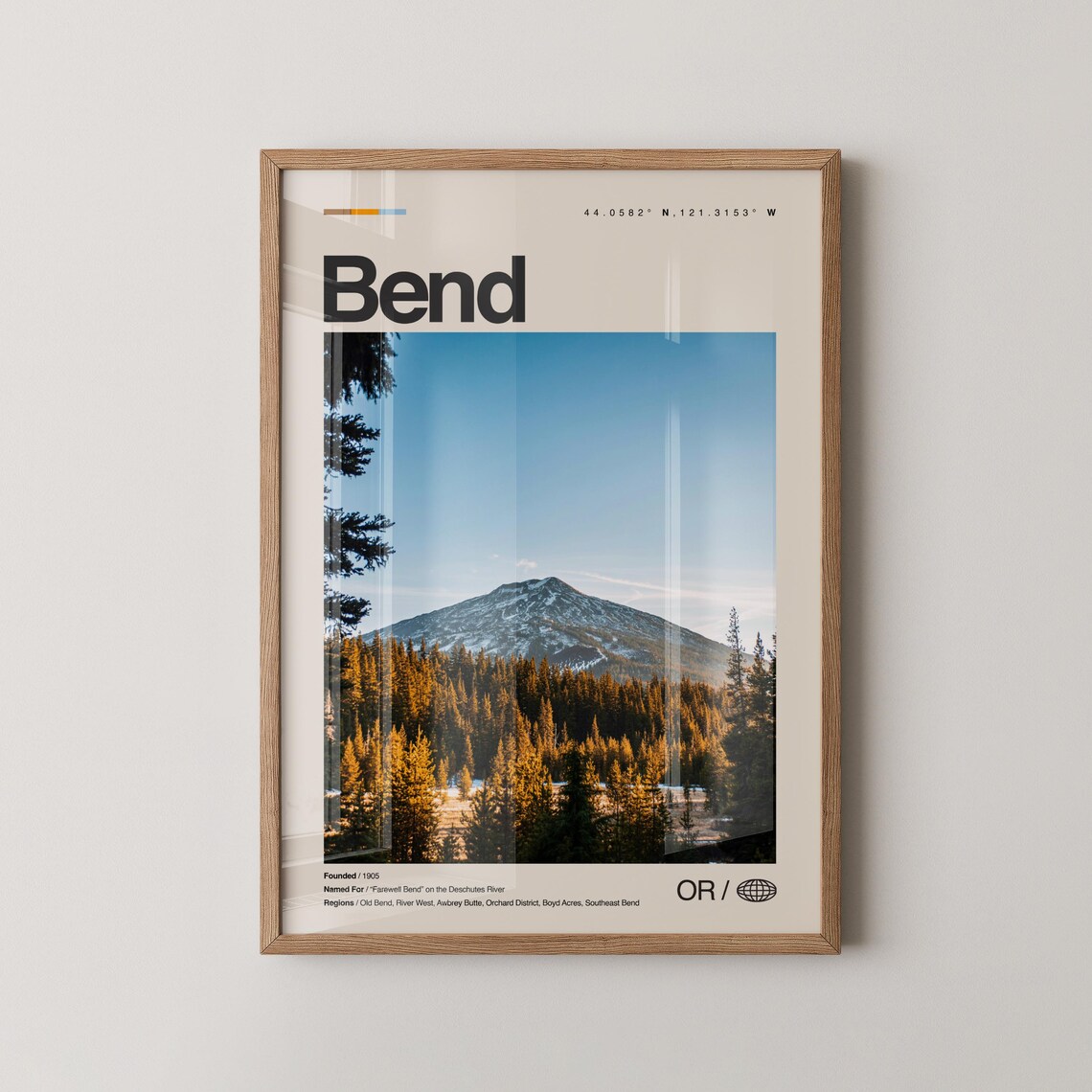 Bend Print Wall Art Poster Photo Dcor Map Oregon