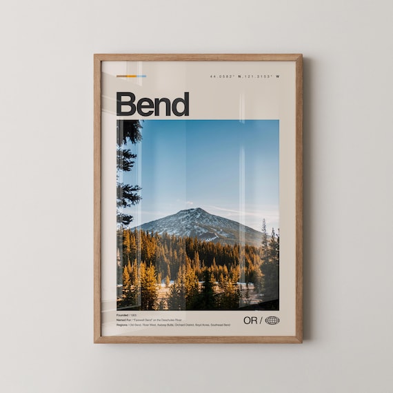 Bend Print Wall Art Poster Photo Dcor Map Oregon