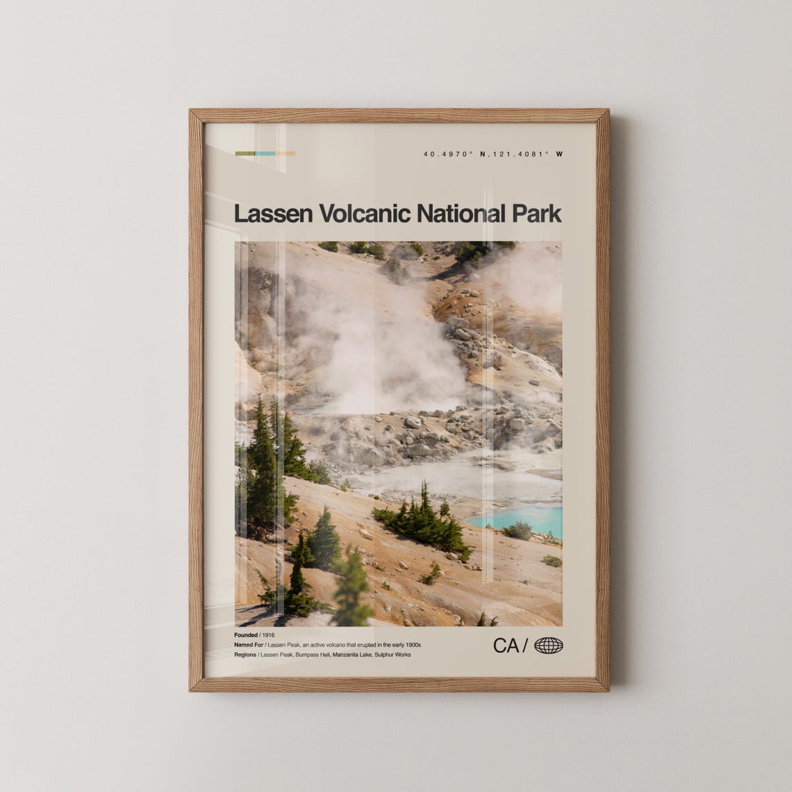 Lassen Volcanic National Park Hydrothermal Minimalist Travel Poster