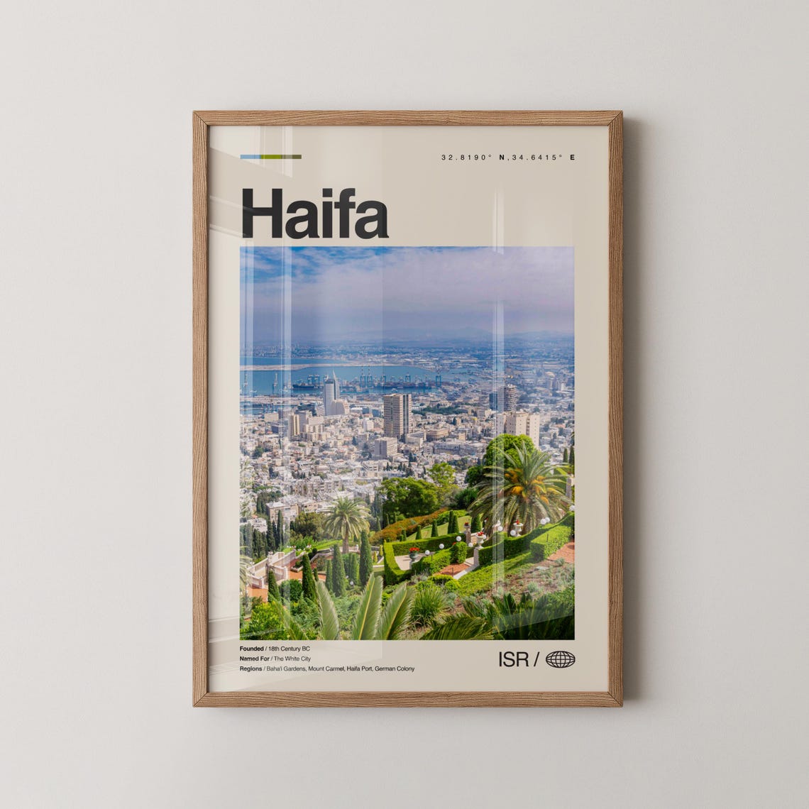 Haifa Israel Bahai Gardens Mediterranean Port City Photo Poster