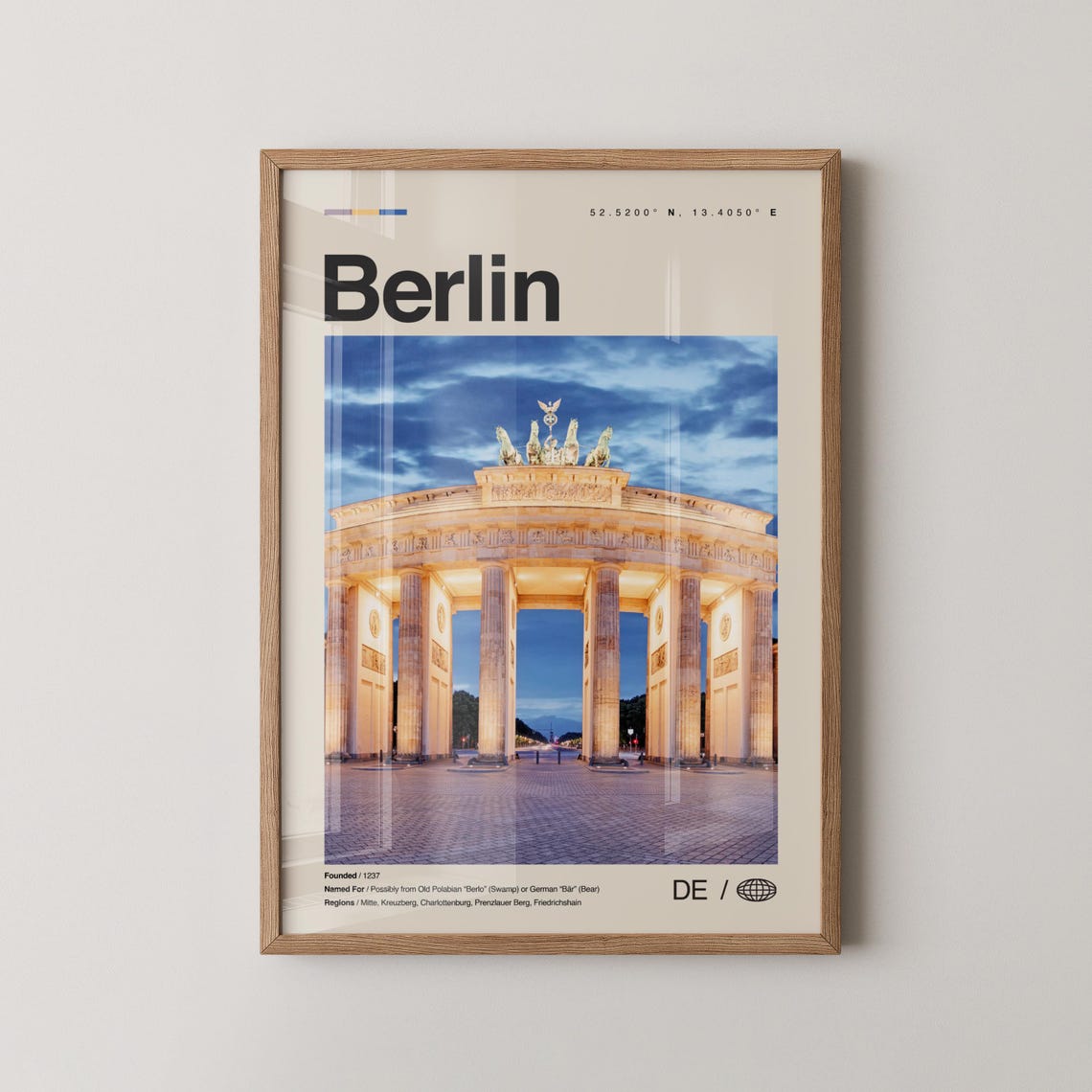 Berlin Brandenburg Gate Dusk Illuminated Photo Travel Poster