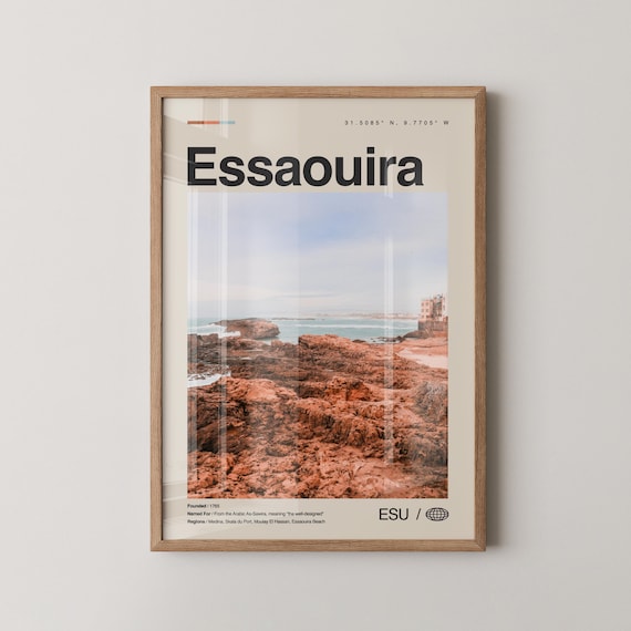 Essaouira Morocco Rocky Coast Minimalist Photo Travel Poster