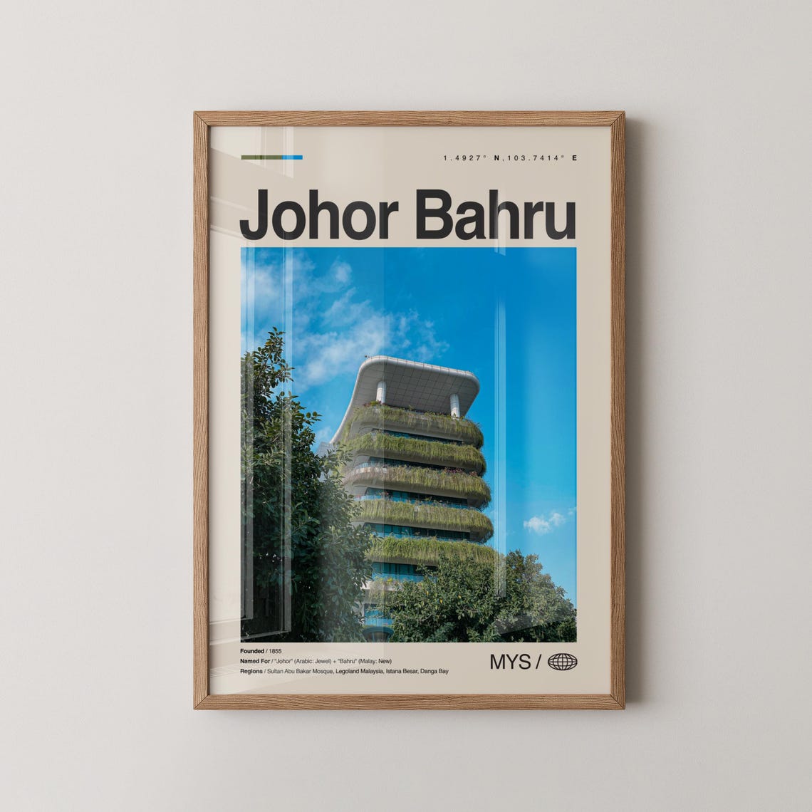 Johor Bahru Malaysia Green Rooftop Building Travel Photo Poster
