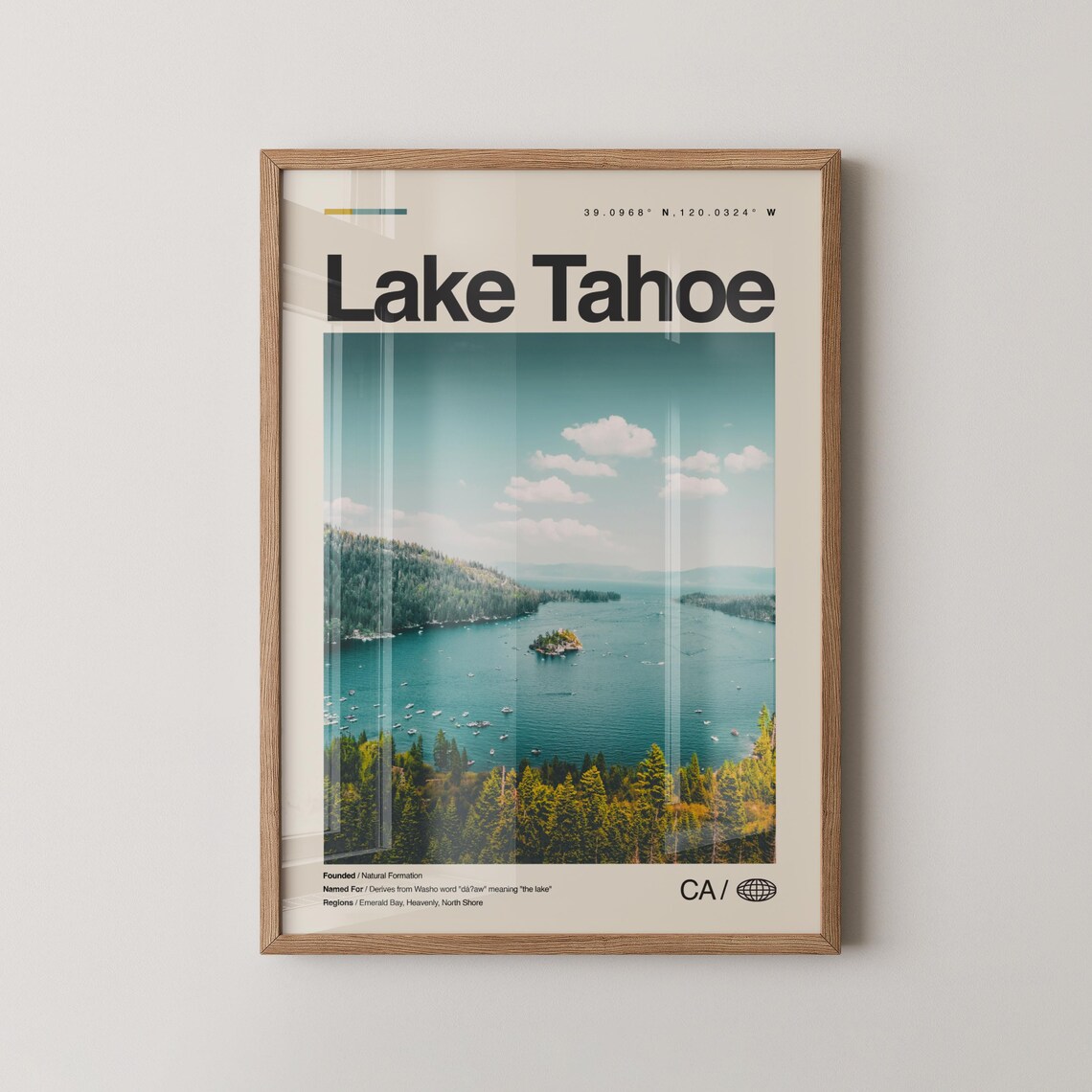 Lake Tahoe Emerald Bay Aerial Blue Water Travel Photo Poster