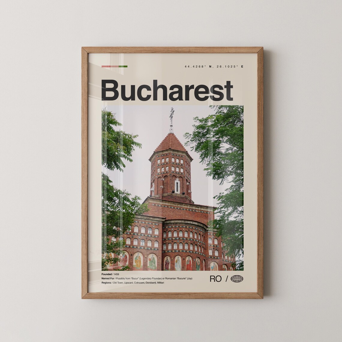 Bucharest Church Historic Old Town City Photo Travel Map Poster
